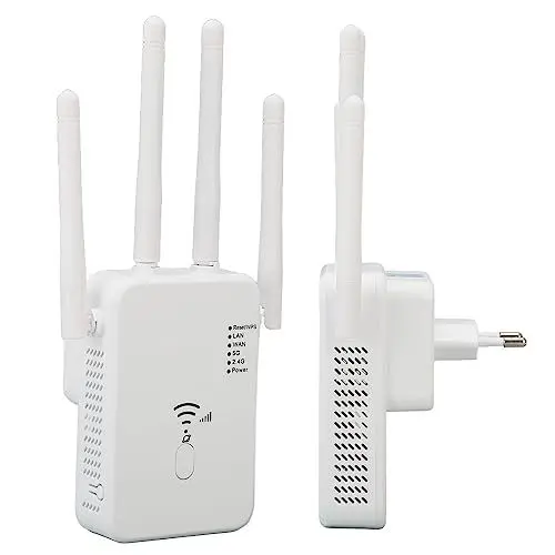 Produktbild: WiFi Extender, 5G Dual Band WiFi Booster Unterstützt 105+ Geräte, Wireless Signal Repeater Booster mit Ethernet-Anschluss, Home Wireless Signal Booster (EU-Stecker)