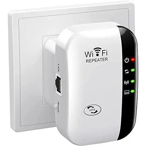 Produktbild: WiFi Extender Booster, WLAN Repeater Verstärker Bis Zu 5000sq.ft Mit Repeater/AP Modus, Long Range Amplifier Mit Ethernet Port Zu Allen Geräten, 1-Key Setup, Access Point