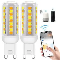 Produktbild: Wi-Fi Smart G9 LED Lampen,Kompatibel mit Alexa /Google Home,AC 230V Stufenlos Dimmbar,2700K-6500K,Helligkeit einstellbar 1%-100%,0.4-4W,40LM-400LM,Timer Funktion G9 Intelligent LED Glühbirne,2er Pack