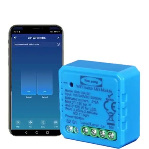 Produktbild: WiFi-Schalter, 2 Gang 2 Wege Smart Timer Switch funktioniert in Parallel mit Original-Wandschalter, kompatibel mit Alexa Echo und Google Home, Relaisempfänger 2500 W