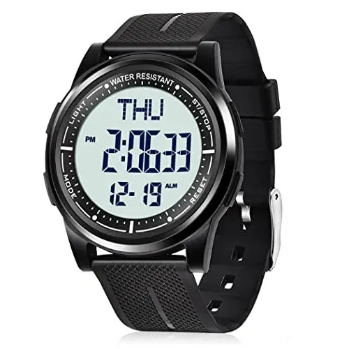 Produktbild: WIFORT Digital Herren Damen Uhren, 5 ATM Wasserdicht Sport Armbanduhr mit Wecker Stoppuhr Countdown Duale Zeitzone, Ultradünn Weitwinkel Großes Zifferblatt Digitaluhr