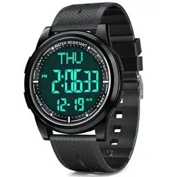 Produktbild: WIFORT Metall Herren Damen Digital Uhren, 5ATM Wasserdicht Sport Armbanduhr, Ultradünn Weitwinkel-Display Digitaluhren mit Wecker Countdown Stoppuhr Dual-Zeitzone Hintergrundbeleuchtung
