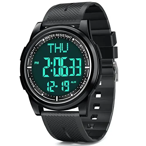 Produktbild: WIFORT Metall Herren Damen Digital Uhren, 5ATM Wasserdicht Sport Armbanduhr, Ultradünn Weitwinkel-Display Digitaluhren mit Wecker Countdown Stoppuhr Dual-Zeitzone Hintergrundbeleuchtung