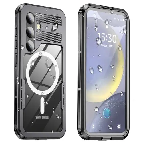 Produktbild: WIFORT für Samsung Galaxy S24 Hülle Wasserdicht mit Magsafe, Handyhülle Samsung S24 5G IP68 wasserdichte 360 Grad Stoßfest Staubdicht Sturzfest Outdoor Schutzhülle mit Displayschutz, Schwarz