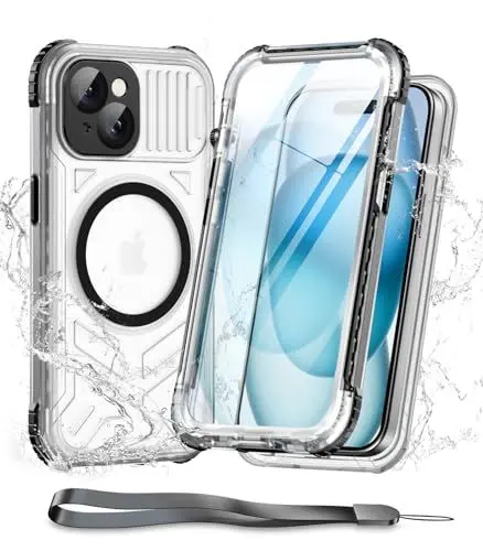 Produktbild: WIFORT für iPhone 15 Hülle Wasserdicht mit MagSafe, 360 Militärnorm Schutzhülle mit Displayschutz, IP68 Wasserfest Staubdicht Handyhülle Stoßfeste Panzerhülle iPhone 15 Case 6.1