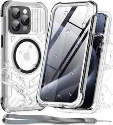 Produktbild: WIFORT für iPhone 15 Pro Max Hülle Wasserdicht mit MagSafe, 360 Militärnorm Schutzhülle mit Displayschutz, IP68 Wasserfest Staubdicht Handyhülle Stoßfeste Panzerhülle iPhone 15 Pro Max Case Schwarz