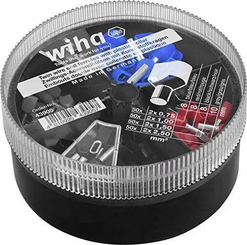 Produktbild: Wiha Aderendhülsen mit Kunststoffkragen Set (43902) 0,5 - 2,5 mm² 400 St. Farbcode 2 (DE) in Streudose