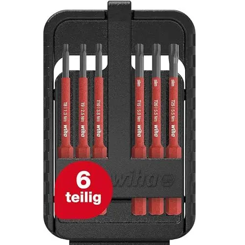 Produktbild: Wiha Bit Set slimBit electric TORX® 6-tlg. I inkl. slimBit-Box I flexibel, kompakt, mobil I VDE geprüft (43153)