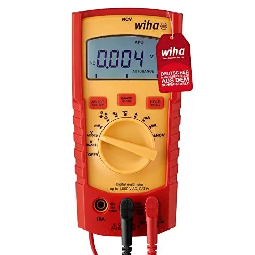 Produktbild: Wiha Digitales Multimeter bis 1.000 V AC, CAT IV inkl. 2x AAA-Batterien I mit True-RMS Funktion I LCD-Anzeige (45215)