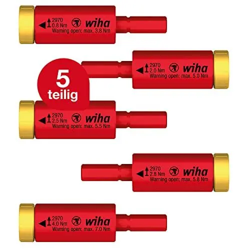 Produktbild: Wiha Drehmoment Set easyTorque Adapter electric für slimBits und slimVario Halter 5-teilig I Drehmoment-Adapter I 0,8-4,0 Nm I VDE geprüft (41479)