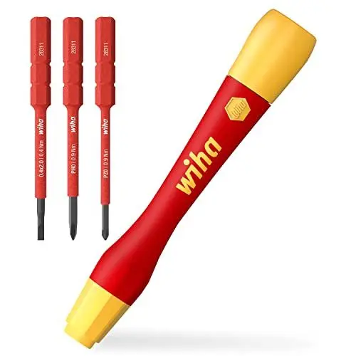 Produktbild: Wiha Feinschraubendreher Set PicoFinish® slimVario® electric 4-tlg. I mit slimBits I Präzisionsschraubendreher I Schlitz, PH, PZ (43167)