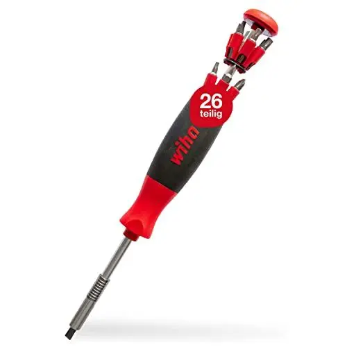 Produktbild: Wiha LiftUp 26one® Schraubendreher 13-tlg. mit Doppelbit Set im Griff I Bithalter I Innenvierkant, Innensechskant, PH, PZ, Schlitz, TORX (43895)
