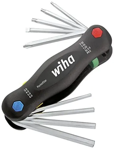 Produktbild: Wiha Multitool PocketStar® Innen-Sechskant, Schlitz, Phillips, TORX 9-tlg., per Tastendruck schneller Zugriff, als Längs- und Quergriff einsetzbar, all-in-one Werkzeug (25293)