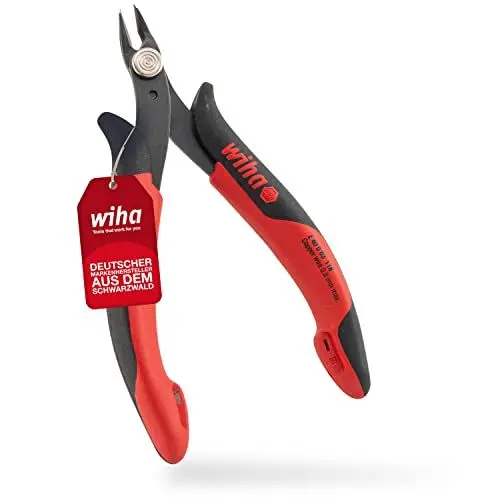 Produktbild: Wiha Präzisions Seitenschneider Elektronik klein (27388) sehr schmaler spitzer Kopf ohne Wate 130mm Drahtschneider Elektroinstallation in Verpackung