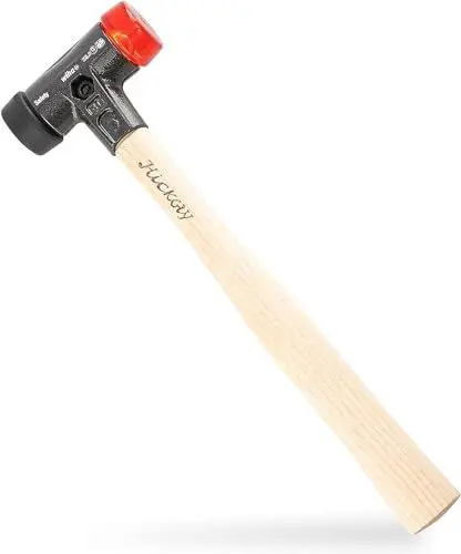 Produktbild: Wiha Schonhammer Safety mittelweich und hart (26611) I Gummihammer mit hochwertigem Hickory Holzstiel I Rund-Schlagkopf 30mm