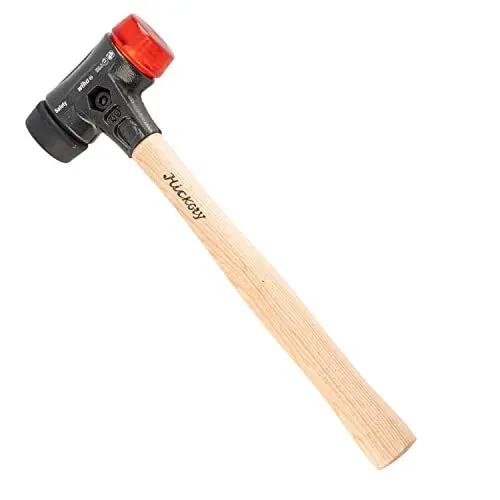 Produktbild: Wiha Schonhammer Safety mittelweich und hart (26612) I Gummihammer mit hochwertigem Hickory Holzstiel I Rund-Schlagkopf 40mm