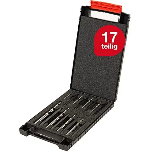 Produktbild: Wiha Schraubenausdreher Set Sechskant 17-tlg. I inkl. Spiralbohrer in Box I Retter bei rundgedrehten oder abgerissenen Schrauben (03988)