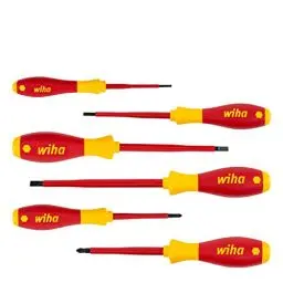 Produktbild: Wiha Schraubendreher Set SoftFinish® electric Schlitz I Pozidriv 6-teilig – Hochwertiges Handwerkzeug Set I Elektriker Werkzeug I IEC 60900 Standard I SoftFinish Griff I Erhöht Effizienz (25477)