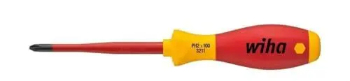 Produktbild: Wiha Schraubendreher SoftFinish® electric slimFix Phillips (35394) PH2 x 100 mm für tiefliegende Schrauben, ergonomischer Griff für kraftvolles Drehen, Allrounder für Elektriker, VDE-geprüft, stückgeprüft