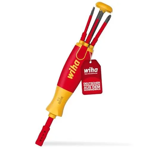 Produktbild: Wiha Schraubendreher mit Bit Magazin LiftUp electric TORX® I mit 6 slimBits I 1.000 V Sicherheit I Multifunktional I Ideal für Elektriker (41158)