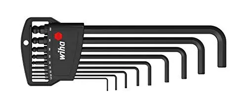 Produktbild: Wiha Stiftschlüssel Set im Classic Halter Sechskant-Kugelkopf, schwenkbar für schwer zugängliche Bereiche, 9-tlg. brüniert (03879)
