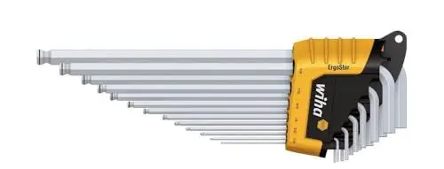 Produktbild: Wiha Stiftschlüssel Set im ErgoStar Halter zum Auffechern der einzelnen Schlüssel Sechskant-Kugelkopf, schwenkbar für schwer zugängliche Bereiche, Klemmringfunktion MagicRing (36521)