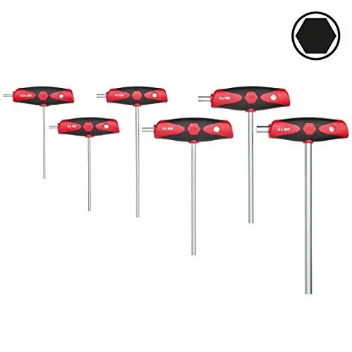 Produktbild: Wiha Stiftschlüssel mit Quergriff Set ComfortGrip Sechskant (26247), 6 teilig, Innensechskant Schlüssel Set kompakt, Sechskantschlüssel Satz, 2.5 - 8 mm