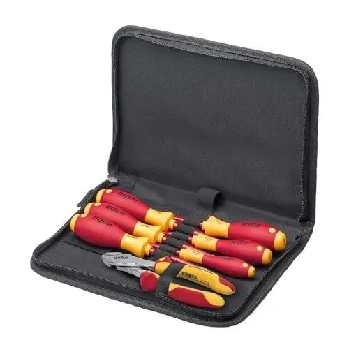 Produktbild: Wiha Werkzeug Set Elektriker Schraubendreher, Kraftseitenschneider 7-tlg. in Tasche (38020)