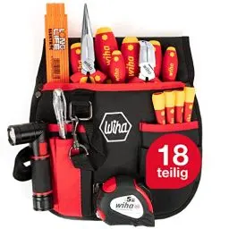 Produktbild: Wiha Werkzeug Set Grundausstattung Elektriker 18 teilig I Gürteltasche I für mobilen Einsatz I VDE Werkzeug (44574)