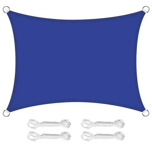 Produktbild: wiipara 3x4m Sonnensegel Rechteckig, Wasserdicht Sonnenschutz Segeltuch Sunsegel, 95% UV Schutz, Regenschutz, Premium Polyester Sonnensegel für Balkon Terrasse Garten, inkl. Befestigungsseile (Blau)