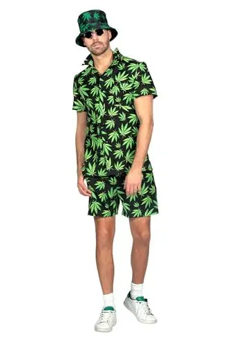 Produktbild: WILBERS & WILBERS 5125 - Festival Set mit Blätter-Print, Hemd und Hose, Party Outfit für Herren, Sommeranzug, Karneval