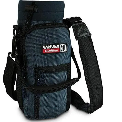 Produktbild: Wild Wolf Outfitters Tasche für Trinkflasche Molle Flaschenhalter Rucksack mit Verstellbarem Gurt und 2 | Erlaubt Hand Freies Tragen, Schützt und Isoliert Deine (Navy, 1.2 L), wasserflasche 1 5 liter