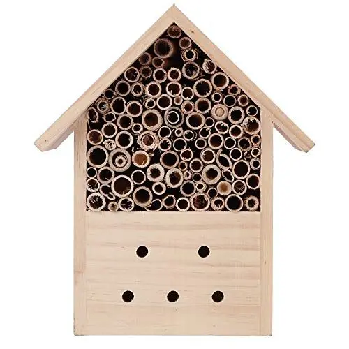 Produktbild: Wildbienenhaus, Mini-Bienenhaus aus Kiefernholz für den Außenbereich, kinderfreundlich, wetterbeständig, zum Aufhängen, für Bienen, Handarbeit, Kunsthandwerk, Dekoration für
