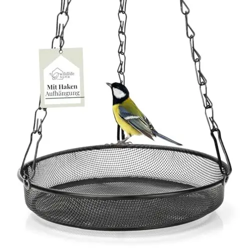 Produktbild: WILDLIFE HOME Vogelfutterspender hängend, Futterspender für Mehlwürmer, Vogelfutter zum Aufhängen I Vogelfutterschale Metall, Vogelfutterstation Vögel Wildvögel für Garten, Balkon