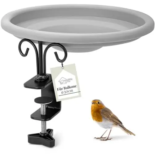 Produktbild: wildlife home Vogeltränke Balkon I Hängend & Winterfest I Vogeltränke Frostsicher für Balkongeländer - Vogelbad für Wildvögel, Wassertränke für Vögel