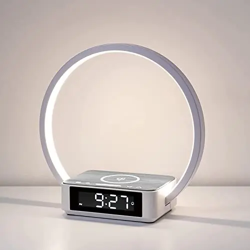 Produktbild: WILIT LED Nachttischlampe mit Ladefunktion 10W, Lichtwecker Tischlampe Touch Dimmbar mit 3 Helligkeitsstufen, Warmes Nachtlicht mit 10W Wireless Charger für Schlafzimmer, Grau