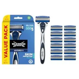 Produktbild: WILKINSON SWORD - Hydro 5 Rasierer für Männer | Feuchtigkeitsspendendes Gel und umklappbarer Trimmer | Rasierer + 13 Rasierklingen