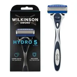 Produktbild: Wilkinson Sword - Hydro 5 Rasierer für Männer, Rasiergriff + 1 Rasierklinge, Feuchtigkeitsspendende Gel-Pools und umklappbarer Trimmer