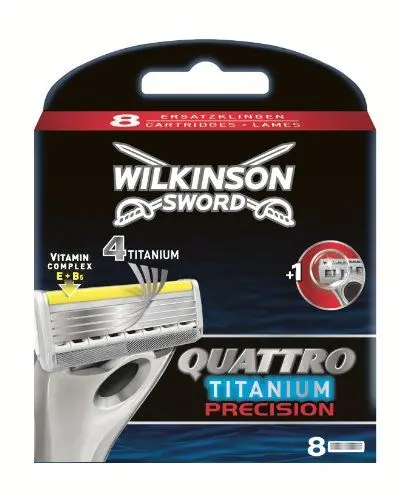 Produktbild: Wilkinson Sword Quattro Titanium Precision Rasierklingen Klingen, für Herren Rasierer, 8 St