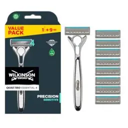 Produktbild: Wilkinson Sword Quattro Titanium Rasierklingen mit Herren Rasierer (sortiert Edition nicht wählbar) 8 St