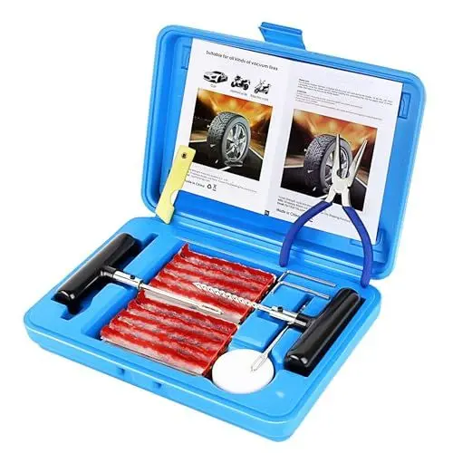 Produktbild: Wilktop Reifen Reparatur Set Reifenreparaturset,Reifen Flickset Auto,58 TLG T-Griffe Zinklegierung Reifenreparaturkit,Tire Repair für PKW,Motorrad,Lastwagen,Karts,usw,Fahrräder und mehr