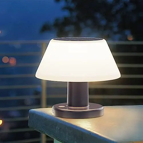 Produktbild: Wilktop Solar Tischlampe für Außen Dimmbar, USB und Solar Aufladbar LED Akku Innen Tischleuchte, IP54 Wasserdicht Solarleuchten,Kabellose Tischlampe for Außen Garten Balkon Restaurant