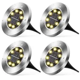 Produktbild: Wilktop Solarleuchten für Garten Solarlampe Garten Lampe Solarleuchte Bodenleuchte Warmweiß mit 8LEDs Licht Bodenstrahler LED Außen Garten IP65 4er im Set