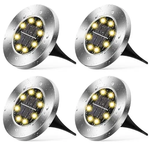 Produktbild: Wilktop Solarleuchten für Garten Solarlampe Garten Lampe Solarleuchte Bodenleuchte Warmweiß mit 8LEDs Licht Bodenstrahler LED Außen Garten IP65 4er im Set