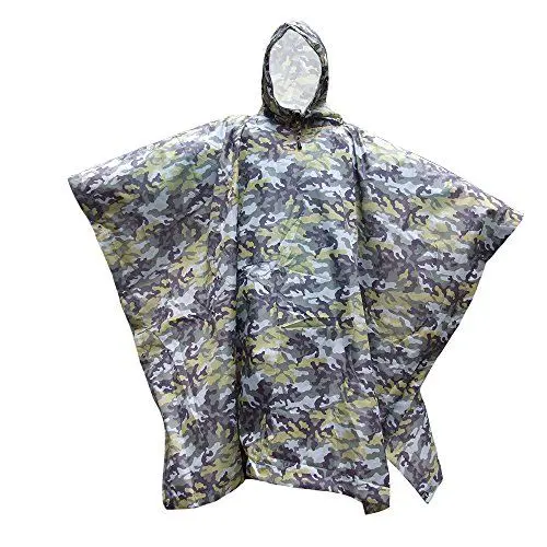 Produktbild: Will Outdoor 3-in-1-Multifunktions-Leichtgewicht Camouflage wasserdichter Poncho mit Kapuze Camping Jagd Angeln