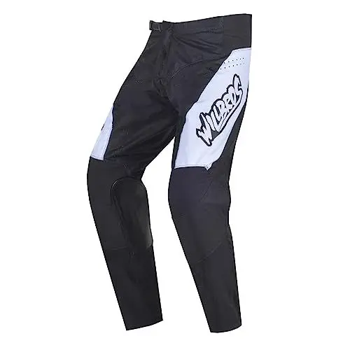 Produktbild: Willbros Motocross MX Hose Mountainbike Motorradhose Enduro Off-Road Bergab MTB Rennen Herren Damen Schwarz Weiß XL=36