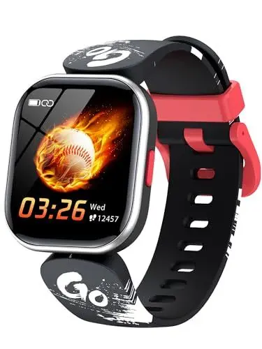 Produktbild: WILLFITME Smartwatch Kinder, Fitness Tracker Schrittzähler Smart Watch, Fitnessuhr mit Pulsuhr Kalorienzähler Schlafmonitor Kinderuhr Wasserdicht Aktivitätstracker Sportuhr (Schwarz)