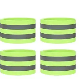 Produktbild: Willingood Doppel Reflektorbänder, 4er Set Reflektierende Sicherheits Armband für Outdoor Jogging, Radfahren, Wandern, Motorrad-Reiten oder Laufen | 40 x 5 CM