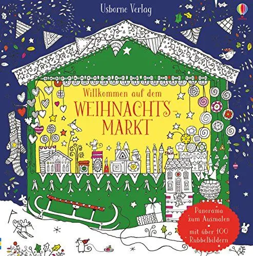 Produktbild: Willkommen auf dem Weihnachtsmarkt: Panorama zum Ausmalen mit über 100 Rubbelbildern