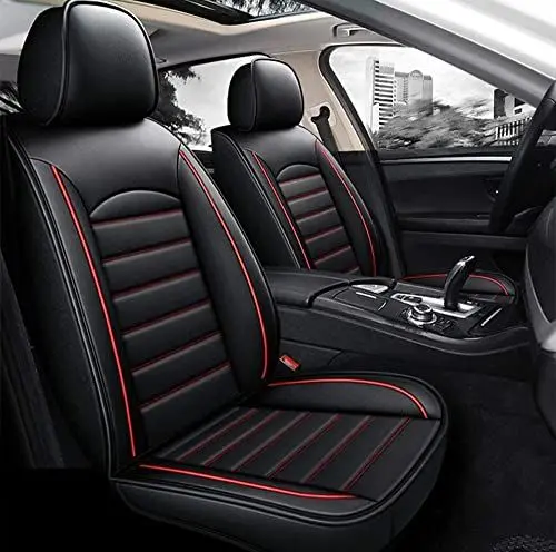 Produktbild: WillMaxMat Autositzbezug für Vorder- und Rücksitz, universell, für Mercedes GLE300, GLE320, GLE350, GLE40, Schwarz mit roten Nähten
